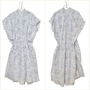 HACKWITH Design House White Etoile Floral Lagenlook Cotton Tunic MIdi Dress OS